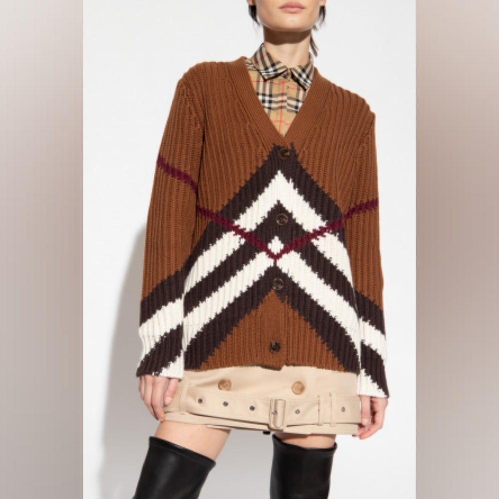 BURBERRY KARINE CARDIGAN DARK BIRCH BROWN